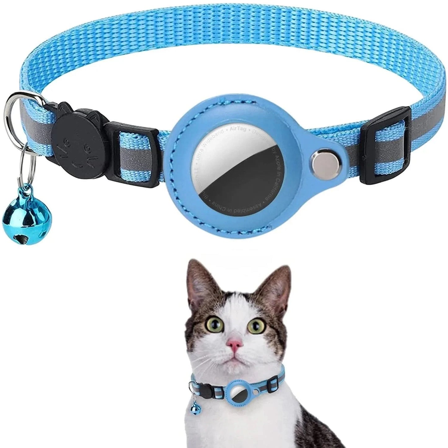 Collier GPS AirTag pour Chat Bleu