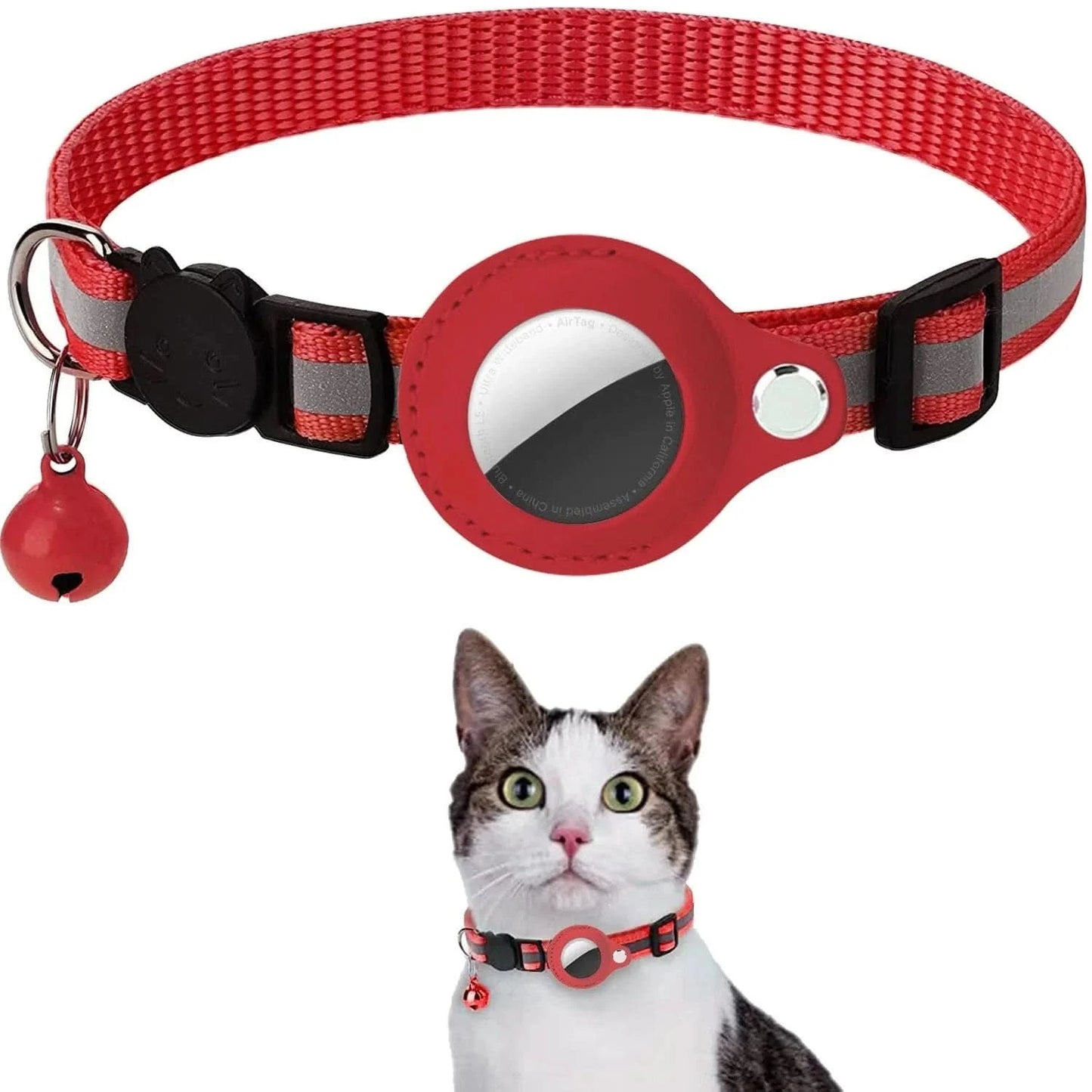 Collier GPS AirTag pour Chat Rouge