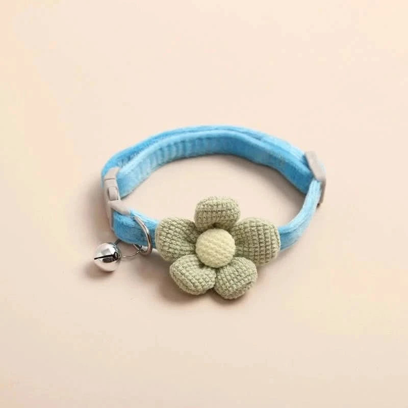 Collier pour Chat - Fleurs Bleu
