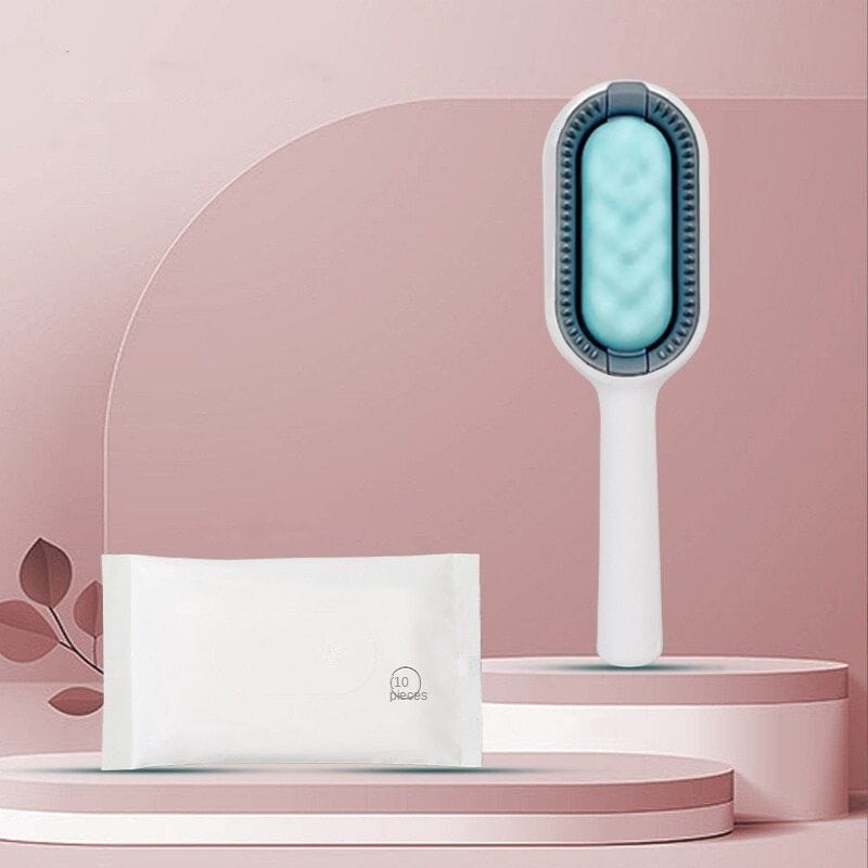 Brosse de toilettage pour chat | SoothBrush™ 1 SoothBrush™ + 10 lingettes offertes / Bleu / Poils longs