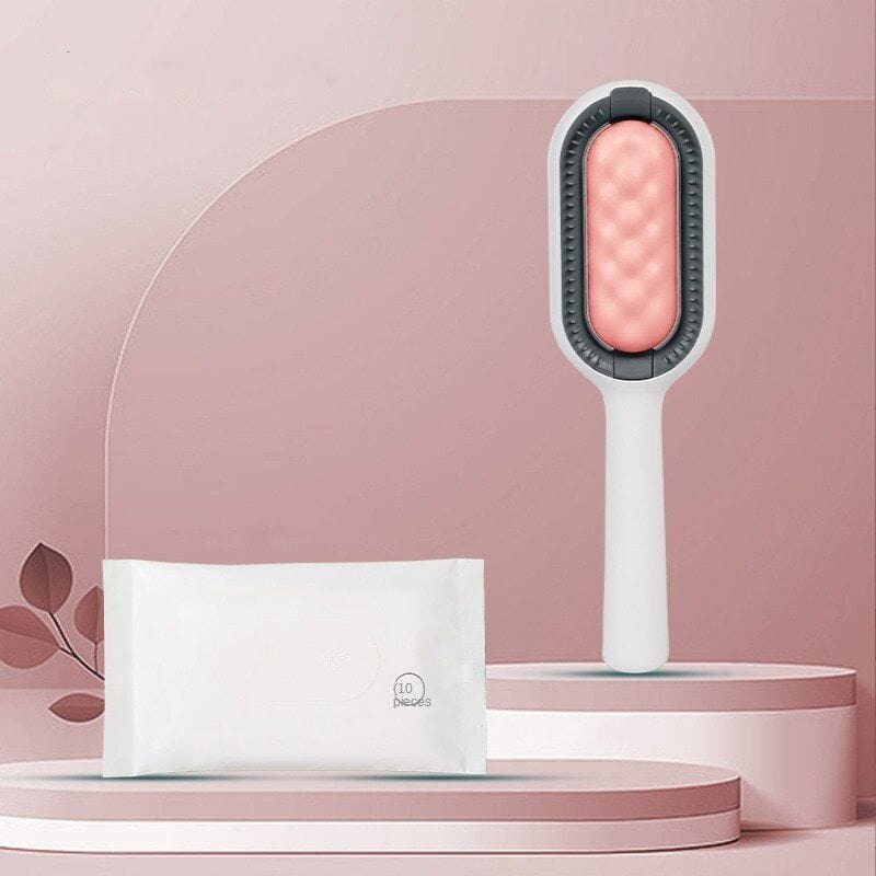 Brosse de toilettage pour chat | SoothBrush™ 1 SoothBrush™ + 10 lingettes offertes / Rose / Poils longs