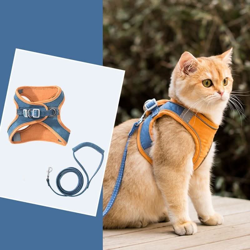 Harnais pour chat | KittyVest™ Bleu - Orange / S
