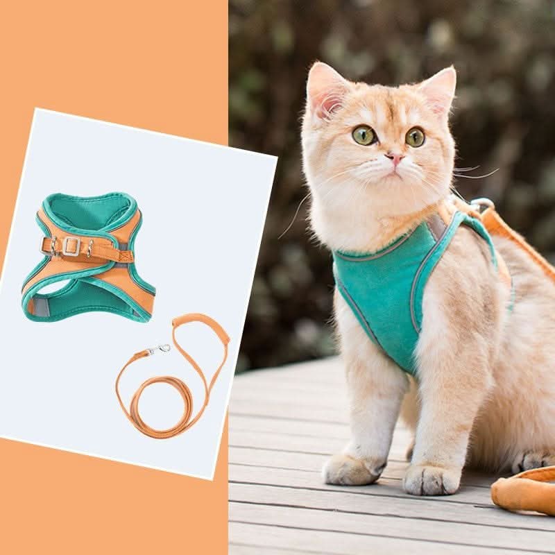 Harnais pour chat | KittyVest™ Orange - Vert / S