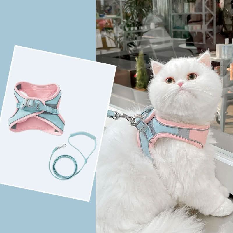Harnais pour chat | KittyVest™ Rose - Turquoise / S